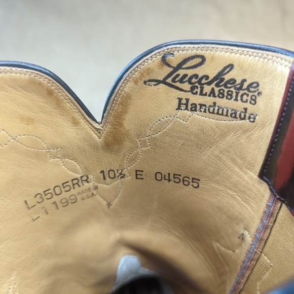 Lucchese Classics men's size 10.5E black cherry leather classic Western cowboy b - Picture 11 of 12